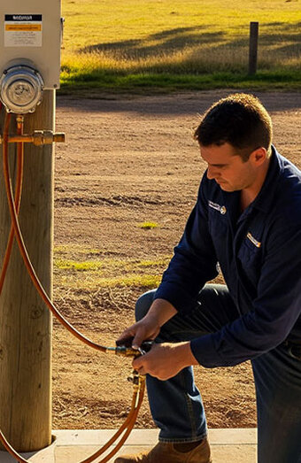 Gas Fitter Working Outside