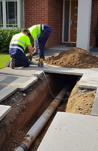 Plumbers Digging Pipe