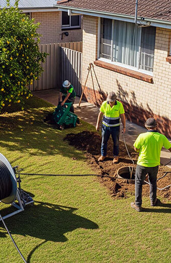 Plumbers Working Yard