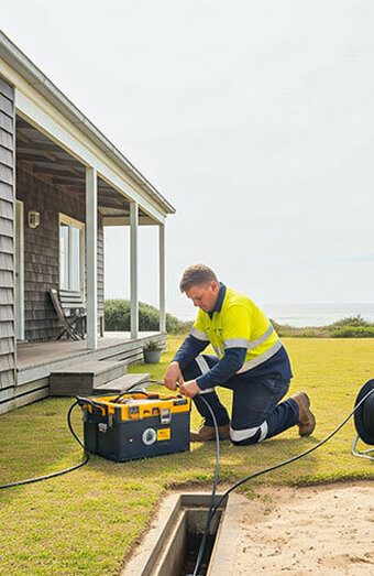 Technician Operating Pipe Inspection Unit